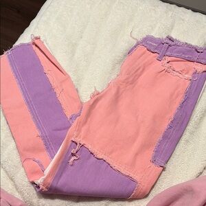 Pink and Purple Patchwork Jeans